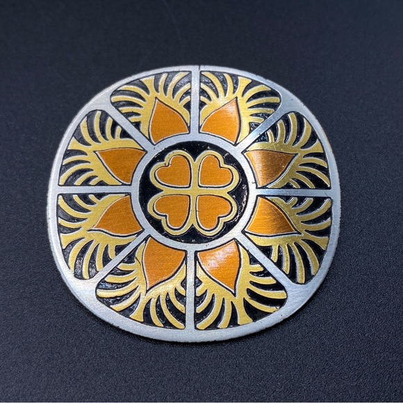 REED & BARTON Damascene Brooch/Pendant Mandela Style Copper Hearts - Picture 4 of 6